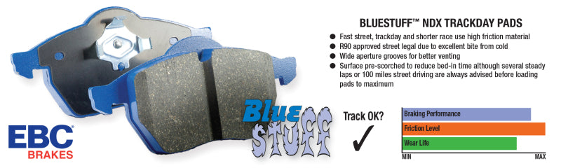 EBC 86-89 Mazda RX7 2.4 (1.3 Rotary)(Vented Rear Rotors) Bluestuff Front Brake Pads