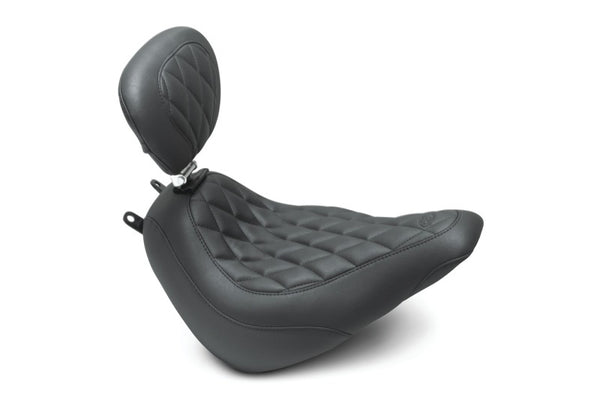Mustang 18-21 Harley Heritage Classic, Deluxe Wide Tripper Solo Seat w/Dr Backrest - Black