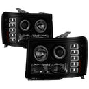 Spyder GMC Sierra 1500/2500 07-13 Projector Headlights LED Halo- LED Blk Smke PRO-YD-GS07-HL-BSM