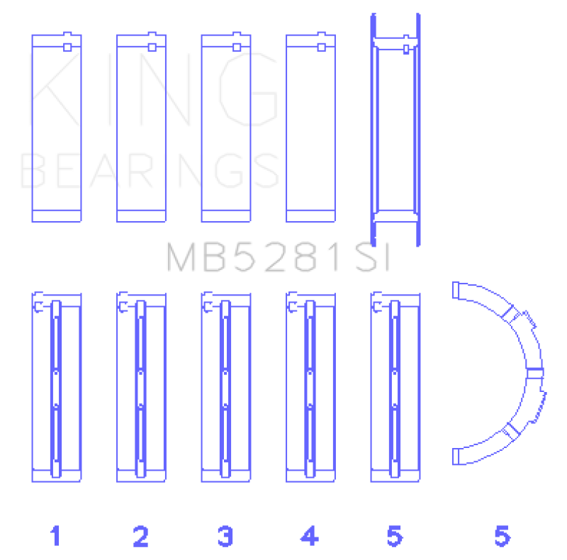 King Ford 281CI 4.6L V8 (Size +0.5) Main Bearing Set