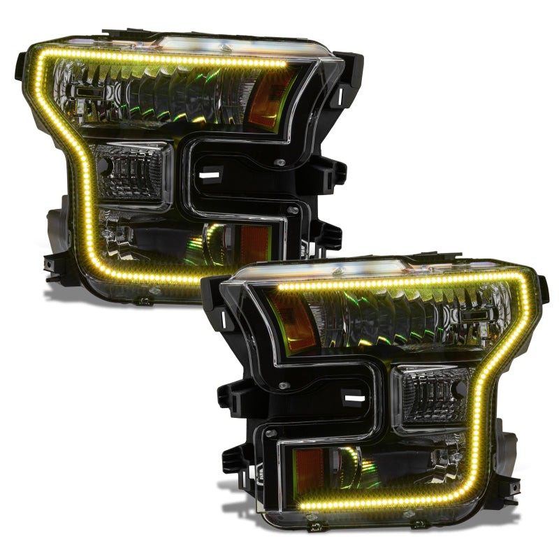 Oracle 15-17 Ford F-150 Dynamic RGB+A Pre-Assembled Headlights Halogen - Black Edition - ColorSHIFT