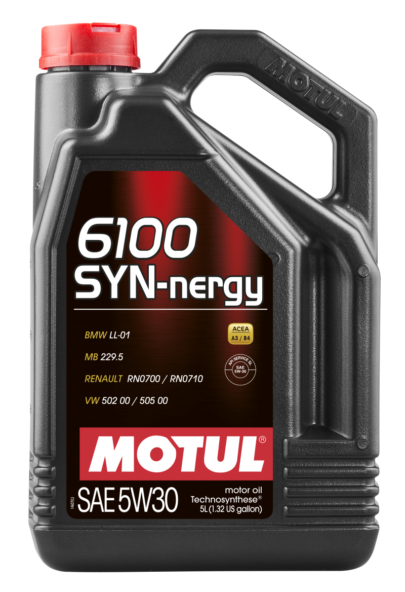 Motul 5L Technosynthese Engine Oil 6100 SYN-NERGY 5W30 - VW 502 00 505 00 - MB 229.5 - Case of 4