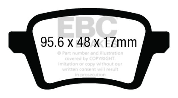 EBC 13+ Fiat 500L 1.4 Turbo Redstuff Rear Brake Pads