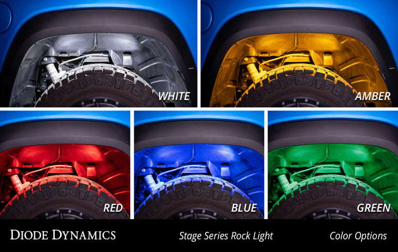 Diode Dynamics Stage Series Single Color LED Rock Light - White Diffused M8 (8-pack)