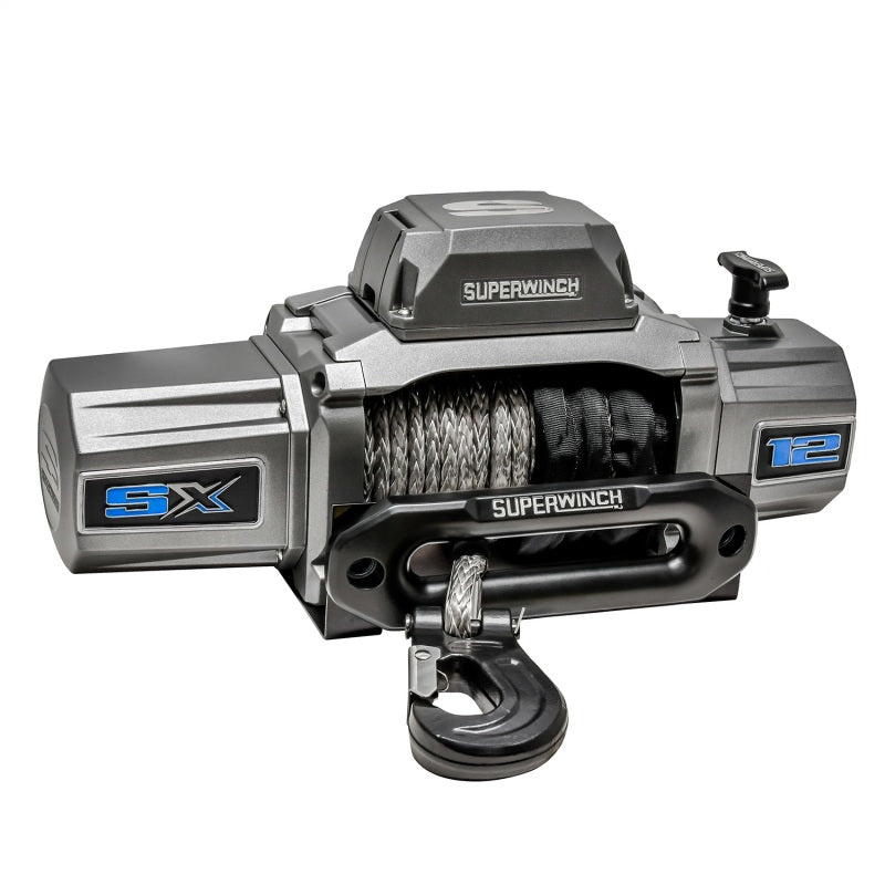 Superwinch 12000 LBS 12 VDC 3/8in x 80ft Synthetic Rope SX 12000SR Winch - Graphite