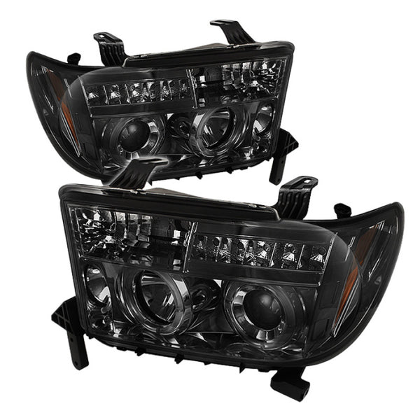 Spyder Toyota Tundra 07-13 Projector Headlights LED Halo LED Smke PRO-YD-TTU07-HL-SM