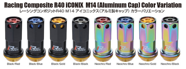 Project Kics 14X1.50 Neochrome R40 Lug Nuts (Black Cap) - 20 Pcs