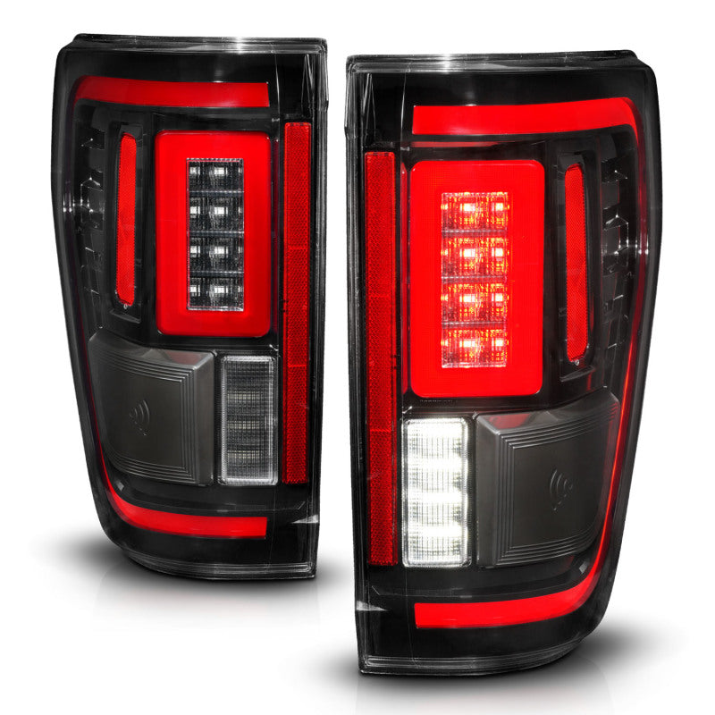 ANZO 21-23 Ford F-150 LED Taillights Seq. Signal w/BLIS Cover - Black Housing