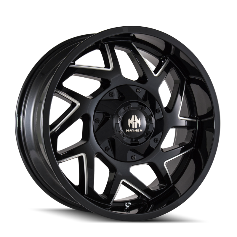 Mayhem 8106 Hatchet 20x9 / 8x165.1 BP / 18mm Offset / 130.8mm Hub Black w/ Milled Spokes Wheel