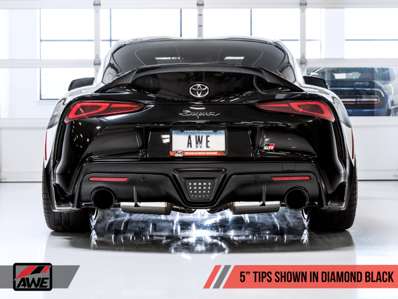 AWE 2020 Toyota Supra A90 Non-Resonated Touring Edition Exhaust - 5in Diamond Black Tips