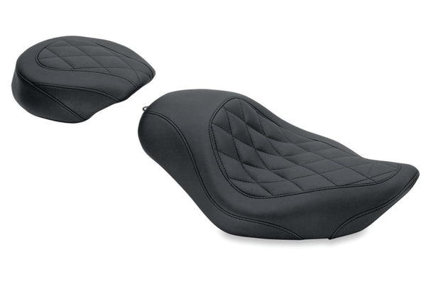 Mustang 04-21 Harley Sportster Wide Tripper Solo Seat Diamond Stitch - Black