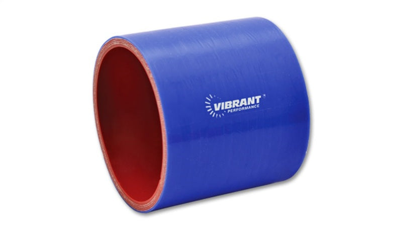 Vibrant 4 Ply Reinforced Silicone Straight Hose Coupling - 4in I.D. x 3in long (BLUE)