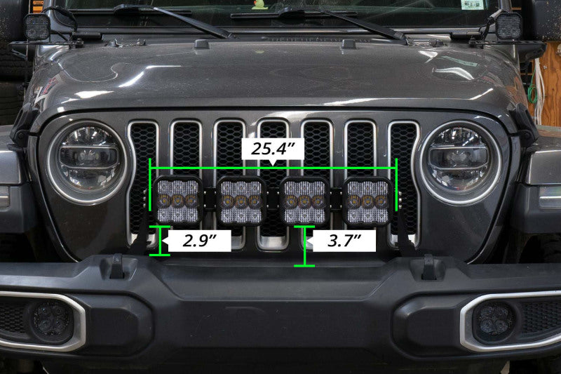 Diode Dynamics Jeep JL SS5 4-Pod CrossLink Grille Lightbar Kit Pro - White Combo