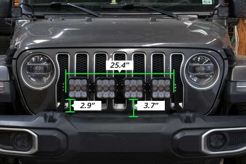 Diode Dynamics Jeep JL SS5 4-Pod CrossLink Grille Lightbar Kit Sport - White Combo