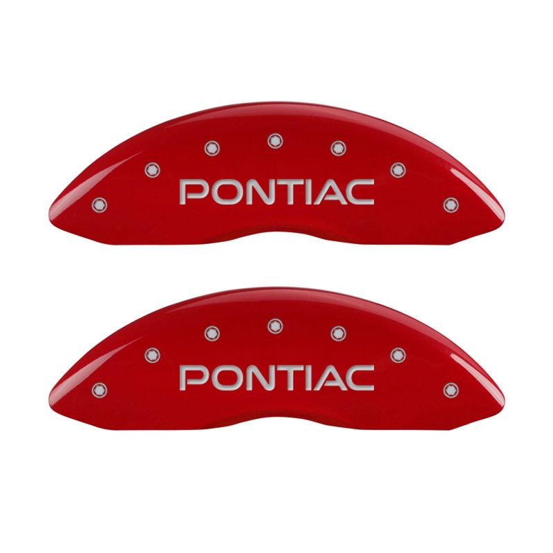 MGP 4 Caliper Covers Engraved Front Pontiac Engraved Rear G8 Red finish silver ch