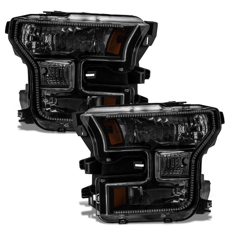 Oracle 15-17 Ford F-150 Dynamic RGB+A Pre-Assembled Headlights Halogen - Black Edition - ColorSHIFT