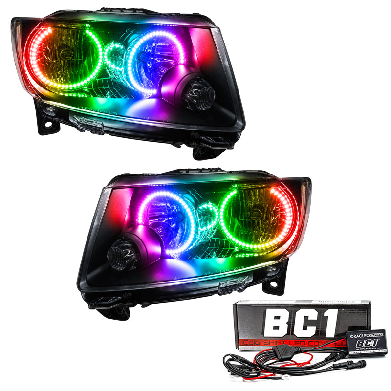 Oracle 11-13 Jeep Grand Cherokee SMD HL (Non-HID)-Chrome - ColorSHIFT w/ BC1 Controller