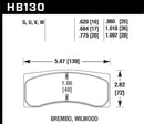 Hawk Brembo X9 060 71/74 / Brembo XA4 D3 01/04 / Wilwood Integra IP Racing DTC-70 Brake Pads