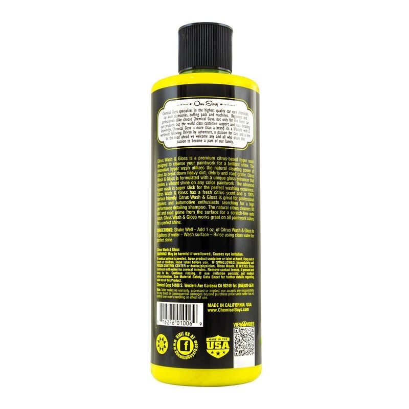 Chemical Guys Citrus Wash & Gloss Concentrated Car Wash - 16oz - Case of 6