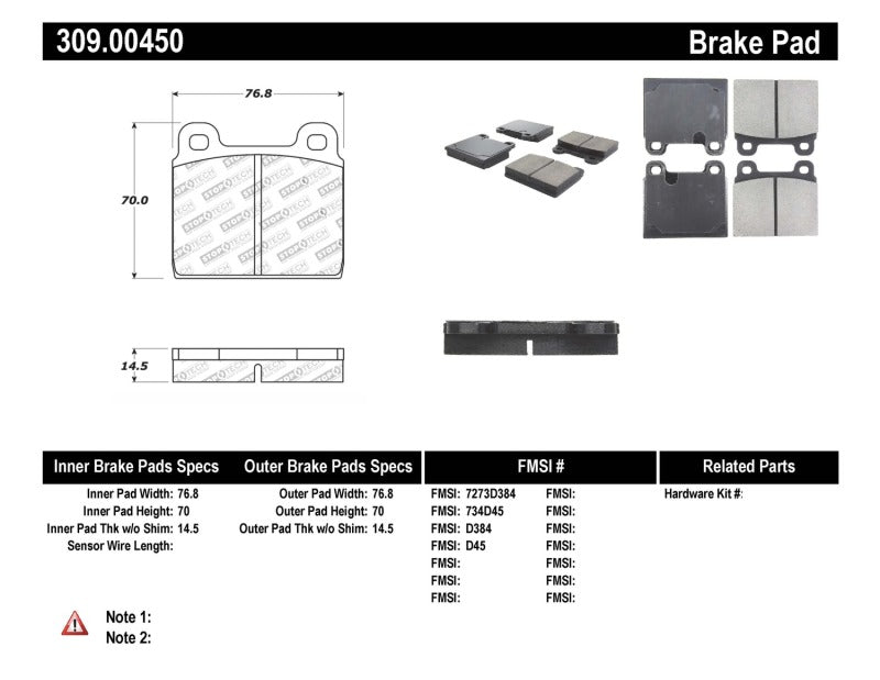 StopTech Performance 75-95 Alfa Romeo 2000 Spider/Graduate/Veloce Front Brake Pads