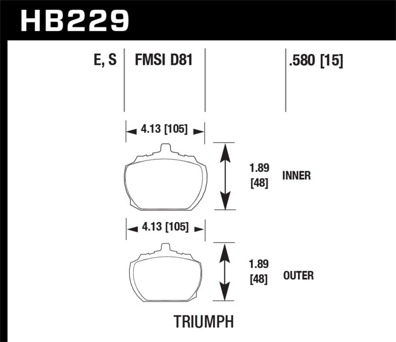 Hawk70-73 Triumph Stag Blue 9012 Race Front Brake Pads