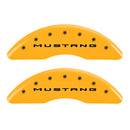 MGP 4 Caliper Covers Engraved Front 2015/Mustang Engraved Rear 2015/GT Yellow finish black ch