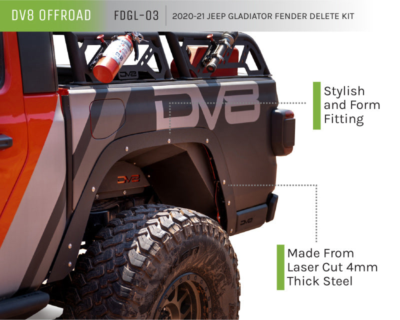 DV8 Offroad 20-21 Jeep Gladiator Fender Flare Delete Kit