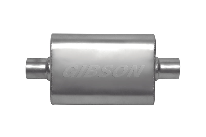 Gibson CFT Superflow Center/Center Oval Muffler - 4x9x13in/2.5in Inlet/2.5in Outlet - Stainless