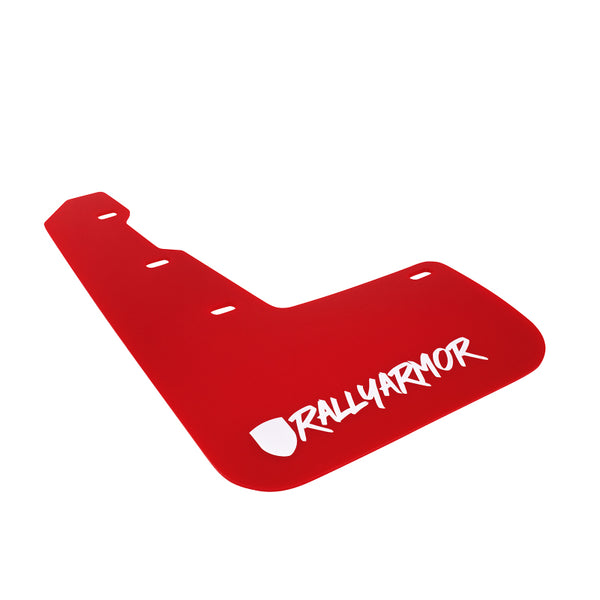 Rally Armor 15-21 Subaru WRX &amp; STI Red Mud Flap White Altered Font Logo