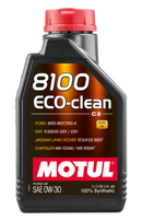 Motul 1L Synthetic Engine Oil 8100 Eco-Clean 0W30 12X1L - C2/API SM/ST.JLR 03.5007 - 1L - Case of 12
