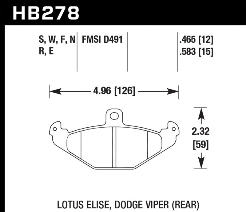 Hawk Lotus Elise 12mm Ht-10 Rear Race Brake Pads