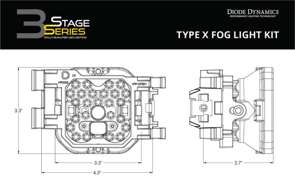 Diode Dynamics SS3 Pro Type X Kit ABL - Yellow SAE Fog