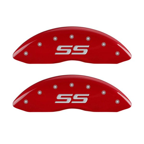 MGP 4 Caliper Covers Engraved Front & Rear Monte Carlo style/SS Red finish silver ch