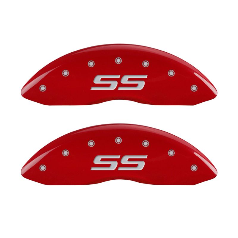 MGP 4 Caliper Covers Engraved Front & Rear Monte Carlo style/SS Red finish silver ch