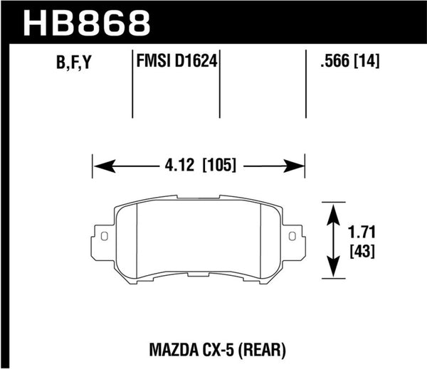 Hawk 16-17 Mazda CX-3 HPS 5.0 Rear Brake Pads