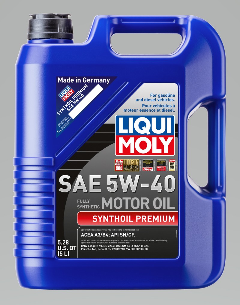 LIQUI MOLY 5L Synthoil Premium Motor Oil SAE 5W40 - Case of 4