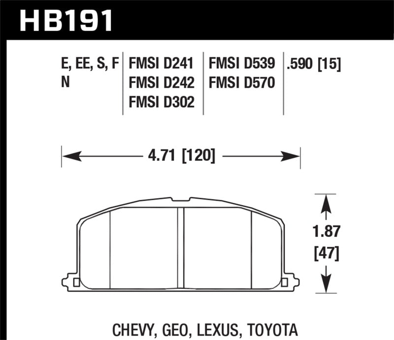 Hawk 87 Toyota Corolla FX16 HP+ Street Front Brake Pads