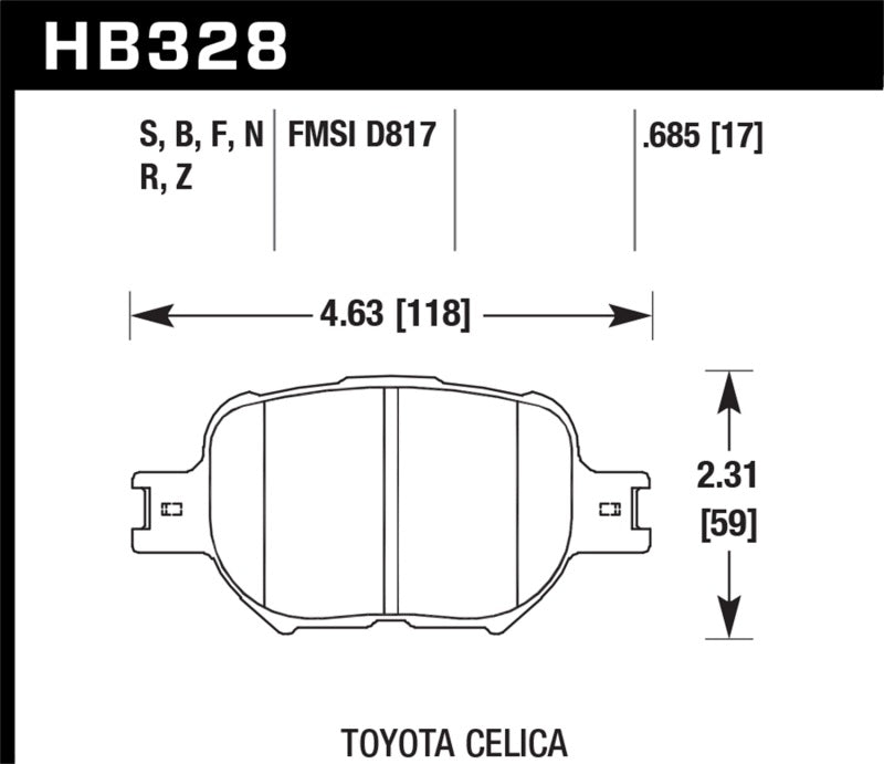 Hawk 01-05 Celica GT/GT-S/05-08 tC HPS Street Front Brake Pads