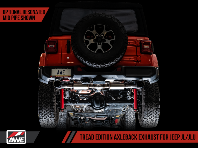 AWE Tuning 2018+ Jeep Wrangler JL/JLU Tread Edition Axle-Back Dual Exhaust - Chrome Silver Tips