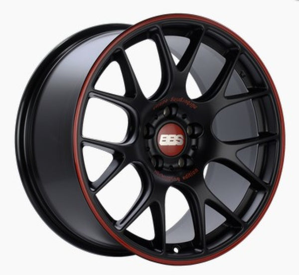 BBS CH-R Nurburgring Edition 19x8.5 5x112 ET48 PFS Black/Red Wheel - 82mm PFS/Clip Required