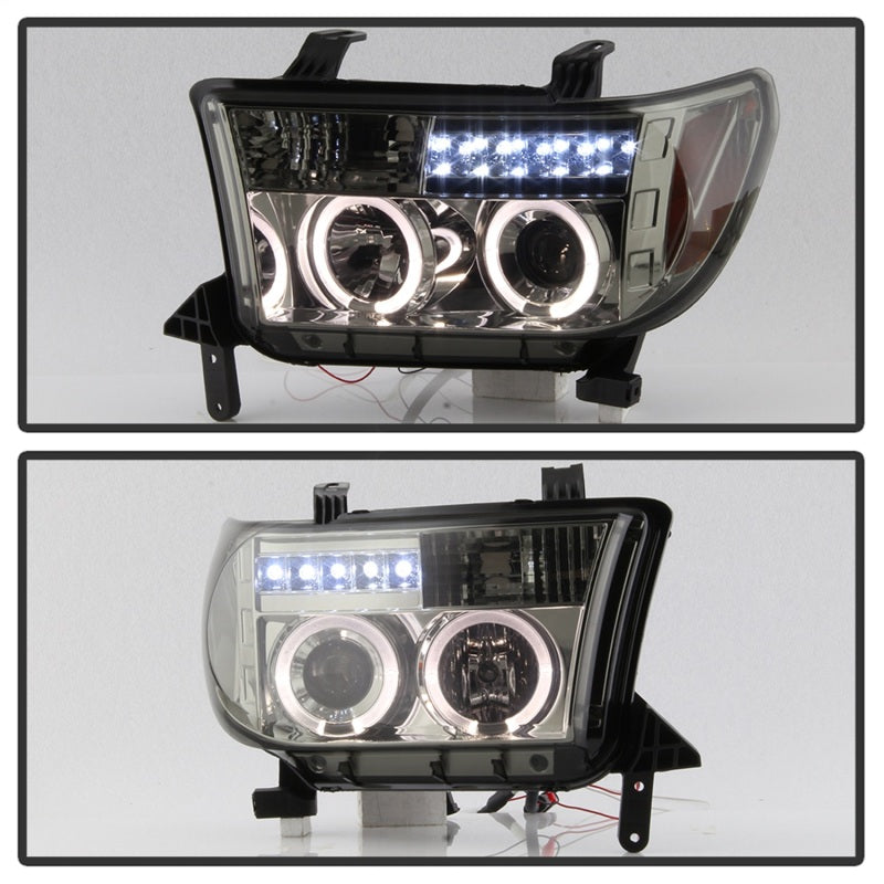 Spyder Toyota Tundra 07-13 Projector Headlights LED Halo LED Smke PRO-YD-TTU07-HL-SM