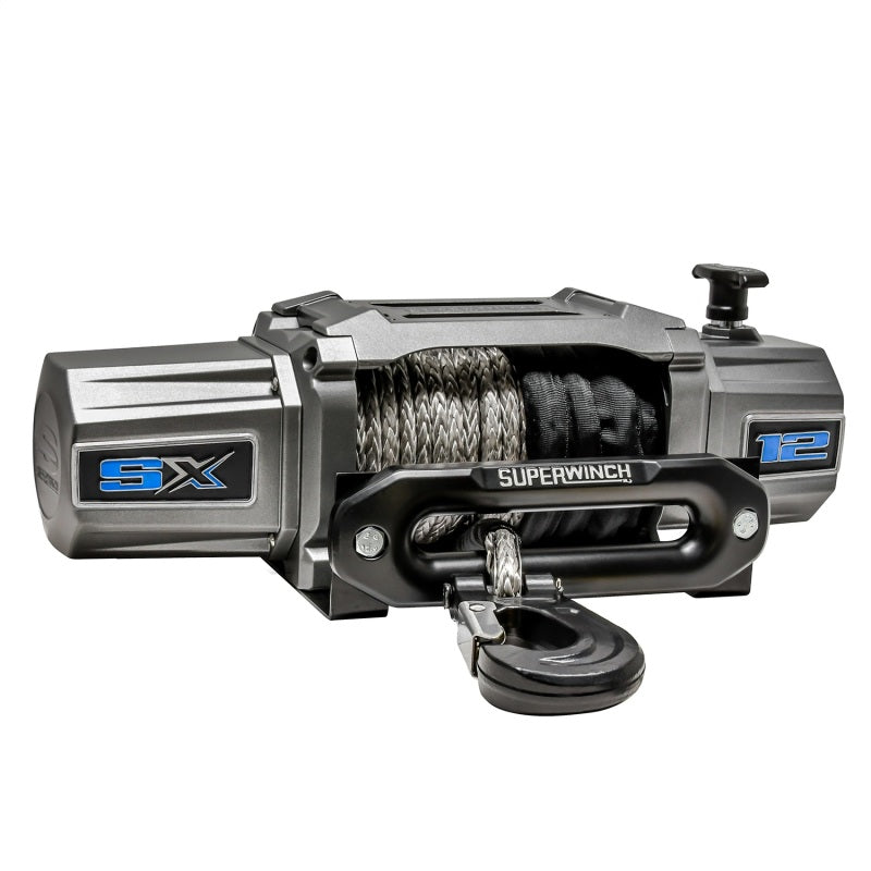 Superwinch 12000 LBS 12 VDC 3/8in x 80ft Synthetic Rope SX 12000SR Winch - Graphite