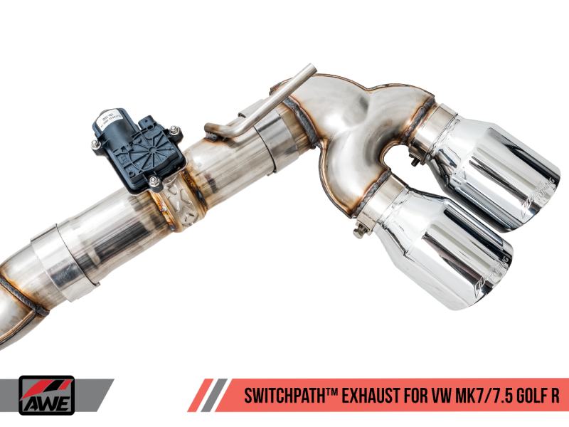 AWE Tuning Mk7 Golf R SwitchPath Exhaust w/Chrome Silver Tips 102mm