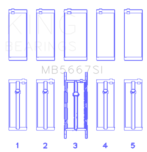 King Mini W10B16A/W11B16A (Size STD) Silicon Bi-Metal Aluminum Main Bearing Set