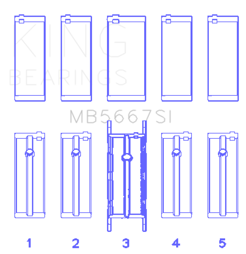 King Mini W10B16A/W11B16A (Size 0.5) Silicon Bi-Metal Aluminum Main Bearing Set