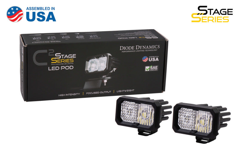 Diode Dynamics Stage Series 2 In LED Pod Pro - White Flood Standard WBL (Pair)