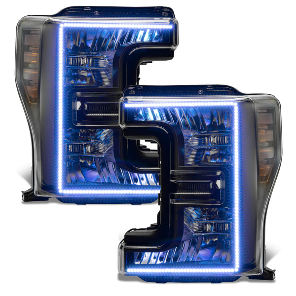 Oracle 17-19 Ford F-250 SD Dynamic Pre-Assembled Headlights - Halogen - Black Edition - ColorSHIFT