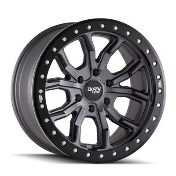 Dirty Life 9303 DT-1 17x9/5x127 BP/-12mm Offset/78.1mm Hub Matte Gunmetal Wheel - Beadlock