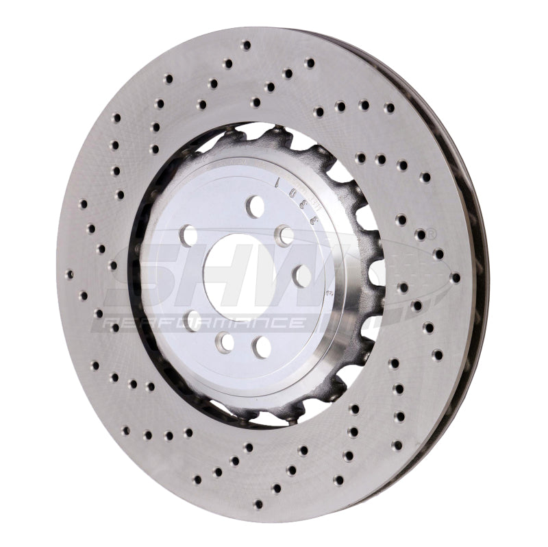 SHW 18-21 BMW M5 4.4L Left Rear Cross-Drilled Lightweight Brake Rotor