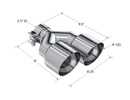 MBRP Universal T304 SS Dual Tip 4in OD/2.5in Inlet